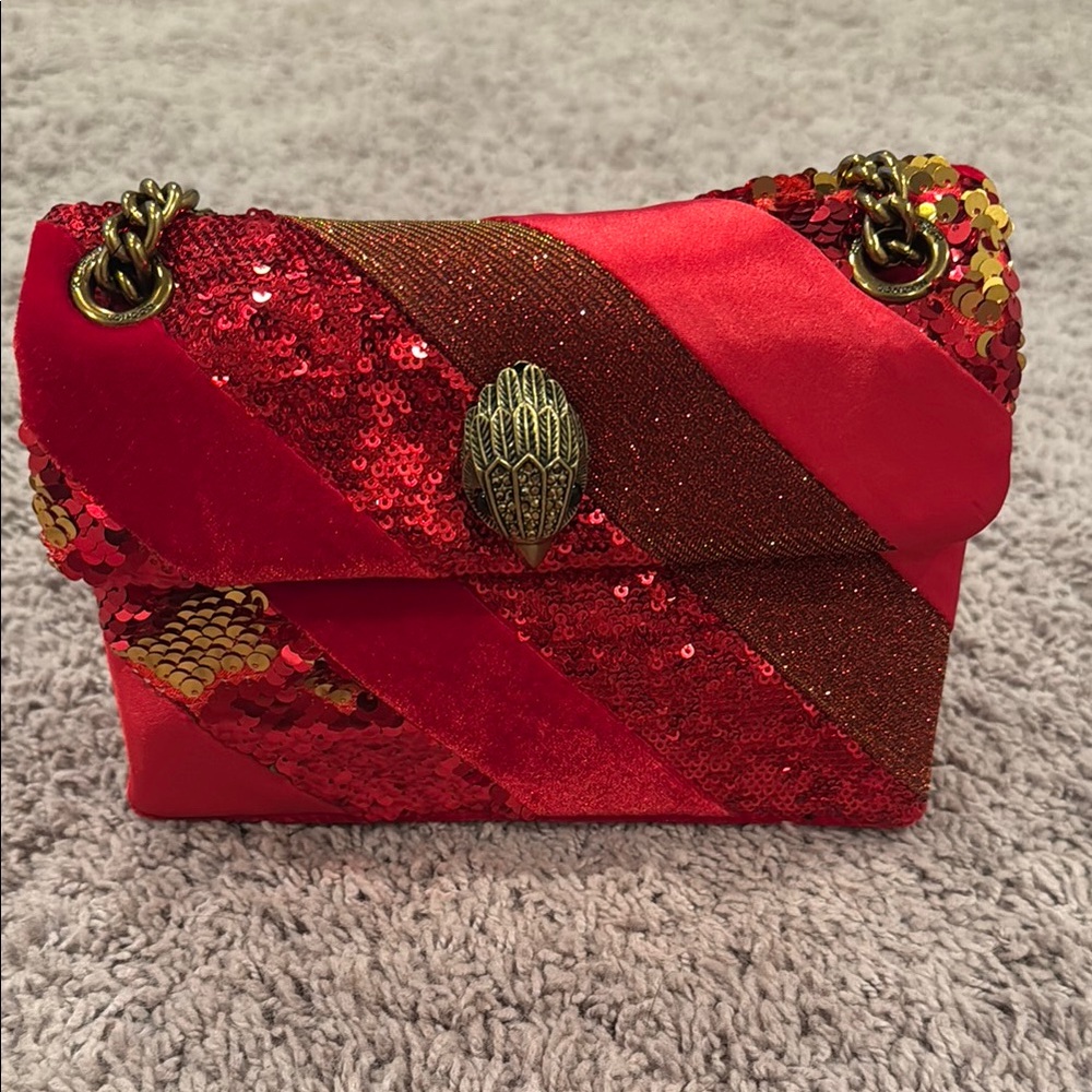 Red and Gold Sequin Kurt Geiger Kensington Chinese New Year Shoulder Bag